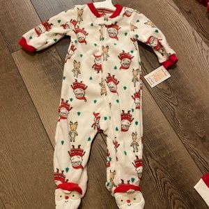 Baby Christmas zip-up with Santa footies, size 6 months